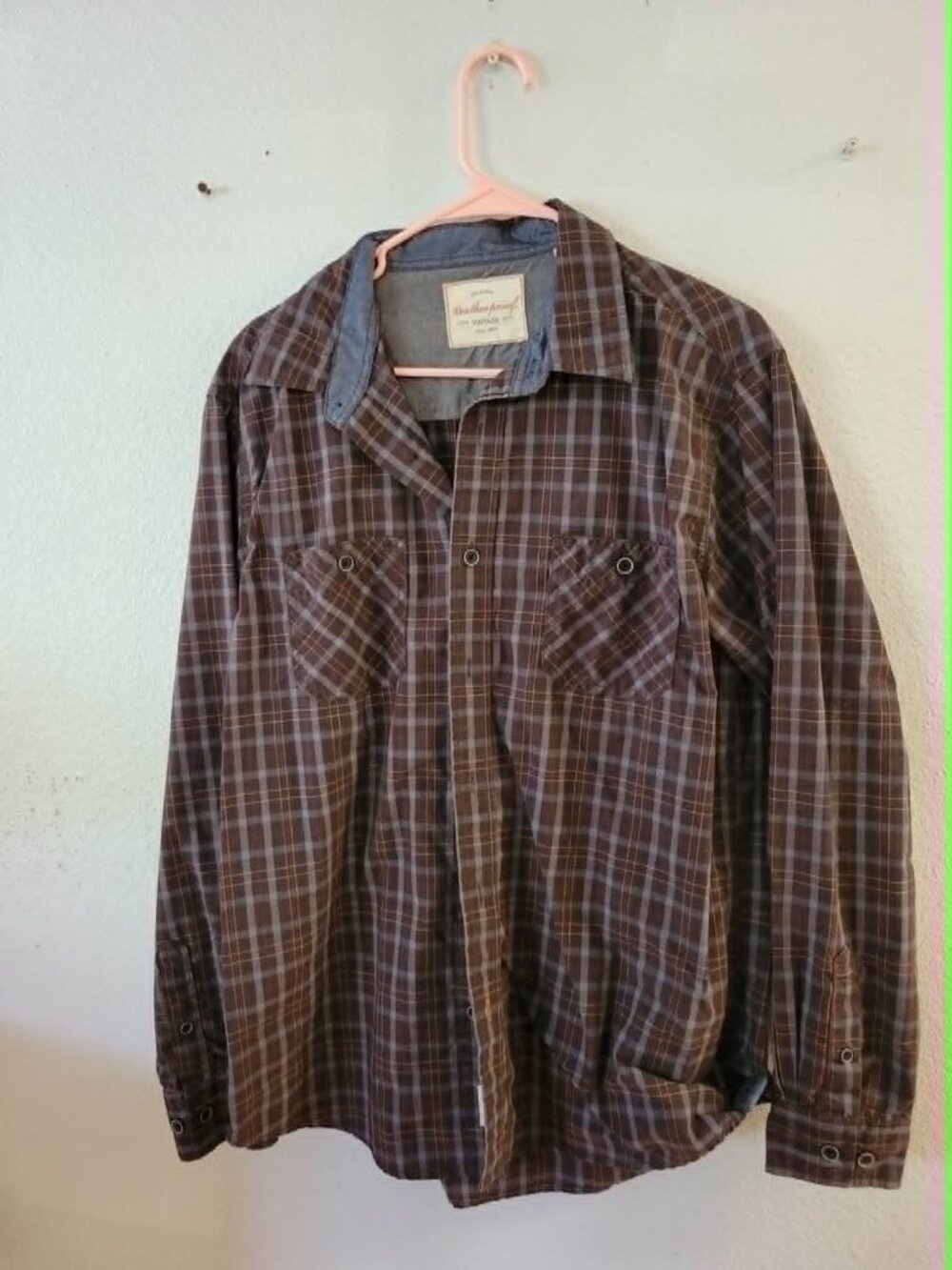 Vintage Weatherproof Men’s Plaid Long Sleeve Shirt Size L  Western #306